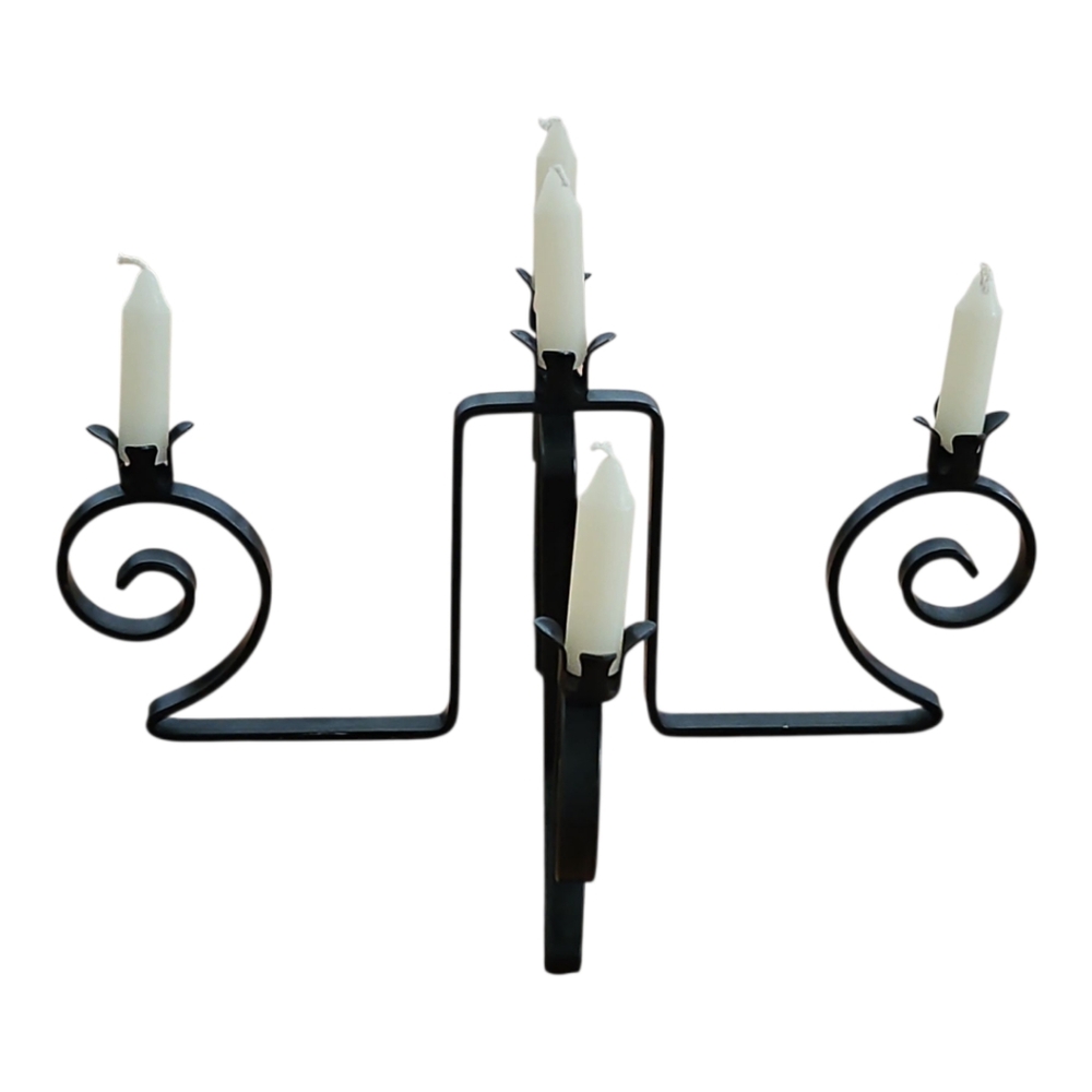 Mid Century Black Metal  Candelabra